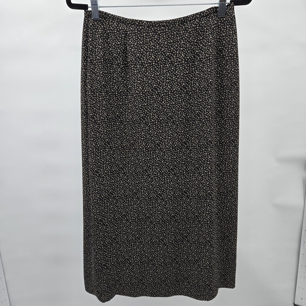 Annex Casual Corner Black  Straight Midi Skirt‎ Flowers Women's Size 10 Vintage